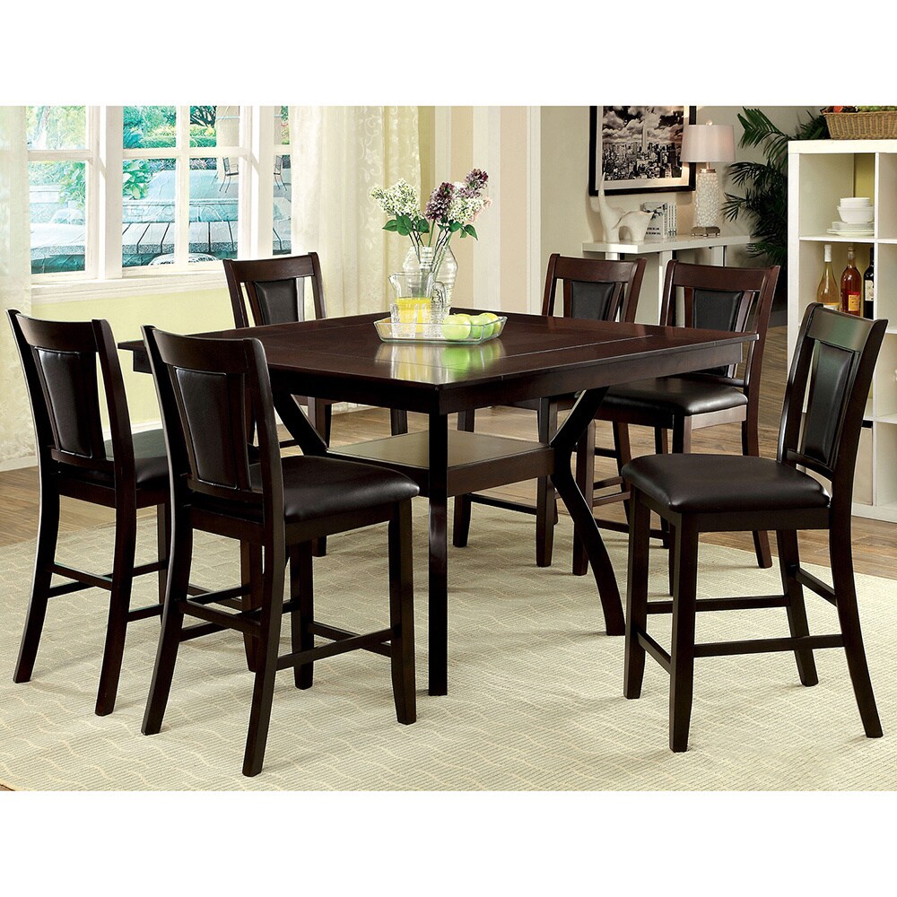 Dionne Contemporary Wood 7 Piece Counter Height Dining Set by Furniture of America