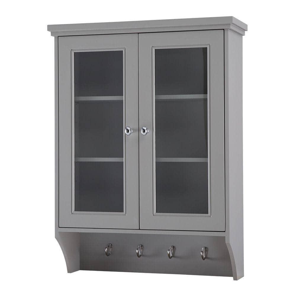 Home Decorators Collection Gazette 2312 in W x 31 in H x 712 in D Bathroom Storage Wall Cabinet with Glass Doors in Grey