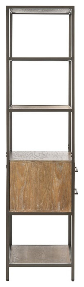 Braden 5 Shelf 1 Drawer Etagere Rustic Oak/ Gun Metal   Modern   Bookcases   by Virgil Stanis Design  Houzz