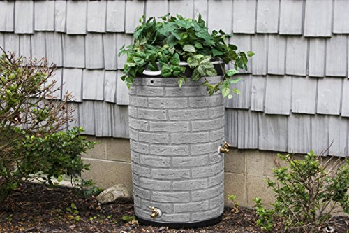 Good Ideas IMP-D50-DR-LIG Impressions Darkened Ribs Downton Rain Saver Barrel， 50 Gallon， Light Granite