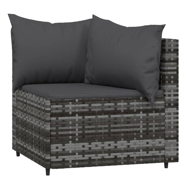 3 Piece Patio Lounge Set with Cushions Gray Poly Rattan - Overstock - 37845164