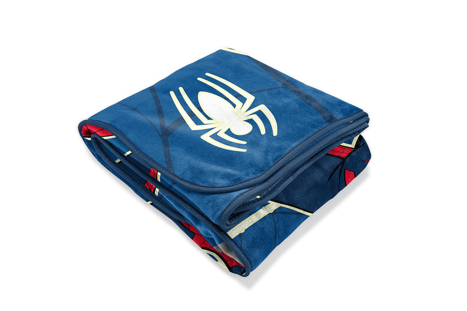 Spider-Man Swing Into Action Glow In The Dark Kids Twin Blanket， 62 x 90， Microfiber， Blue， Marvel