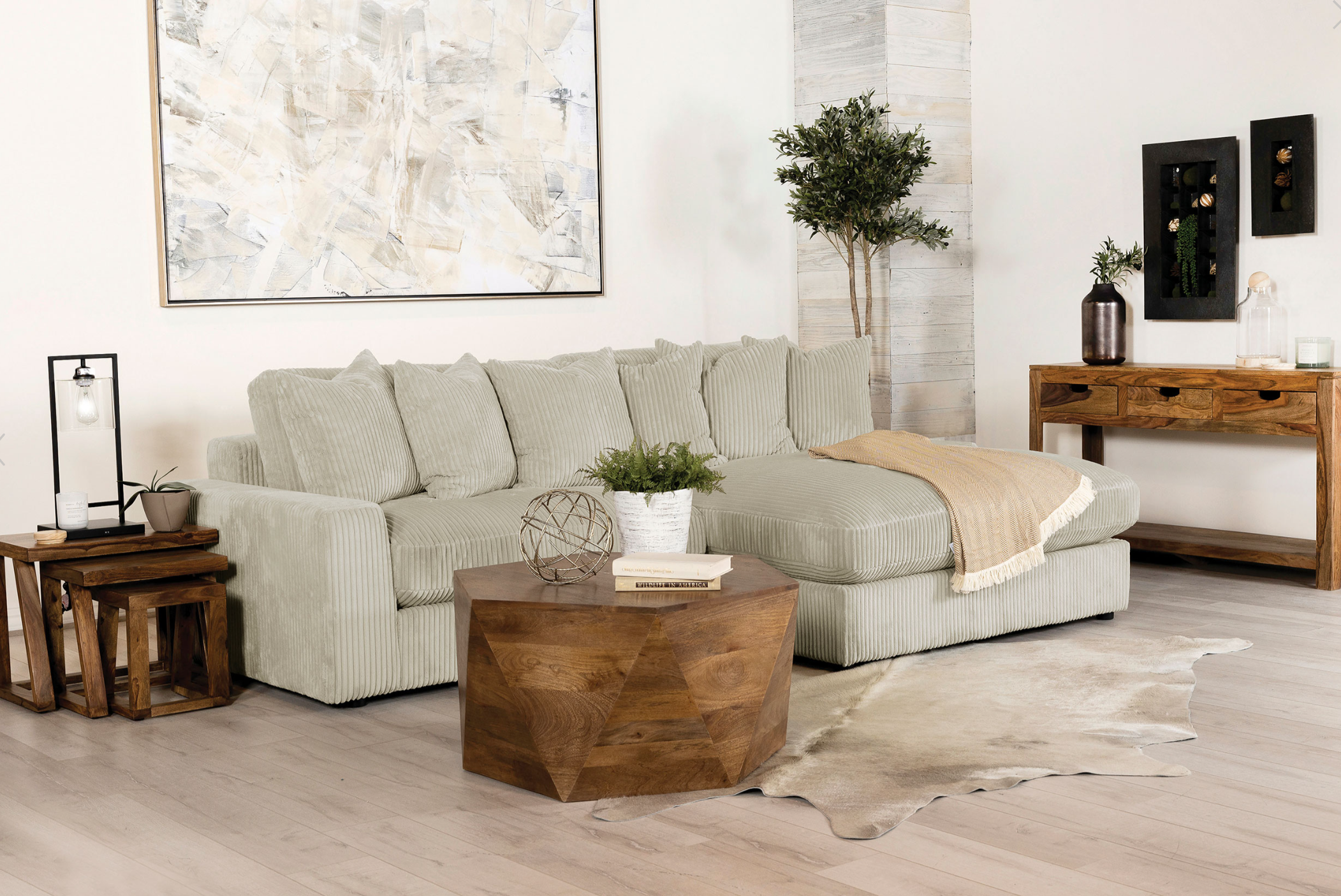 Blaine Upholstered Reversible Sectional Sofa Sand