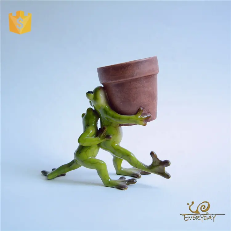 Z11161A High Quality Resin Tabletop Office Desk A Planter Pot Old Stone Frog Shape 5 Inch Flower Pot Bonsai Mini Garden Decor