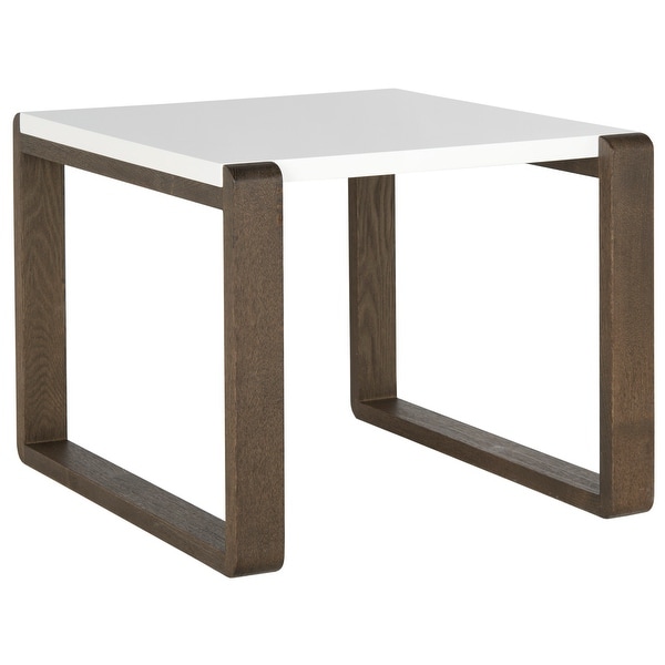 SAFAVIEH Mid-Century Modern Bartholomew White/ Dark Brown Lacquer End Table - 21.6