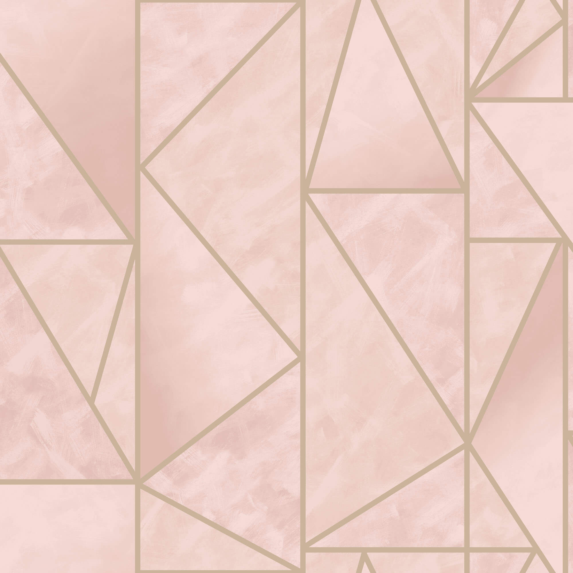 Bohemian Metallic Triangles Wallpaper in Pink and Gold