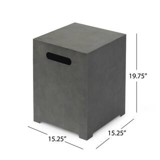 Noble House Wellington 15.25 in. x 19.75 in. Round Concrete Propane Fire Pit in Dark Grey with Tank Holder 70380