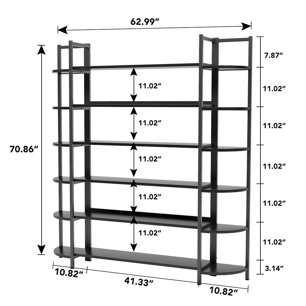 Modern Triple Wide 6 Shelf Bookcase Large Etagere Bookshelves and Double Wide Bookshelf Display Shelves