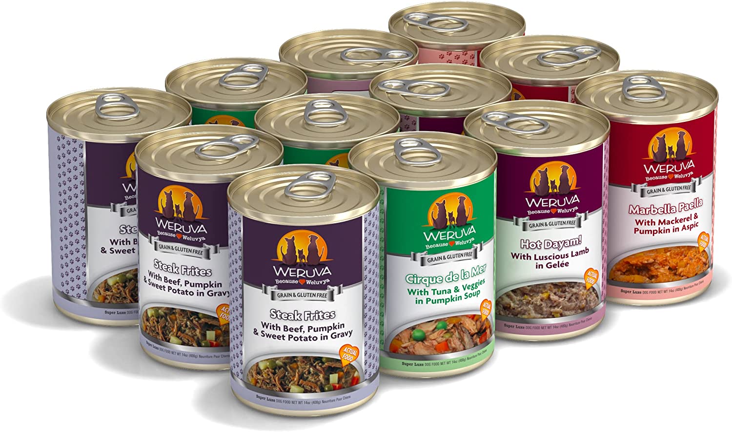 Weruva Chicken-Free Just 4 Me Variety Pack Grain-Free Canned Dog Food 14 Ounce (Pack of 12)