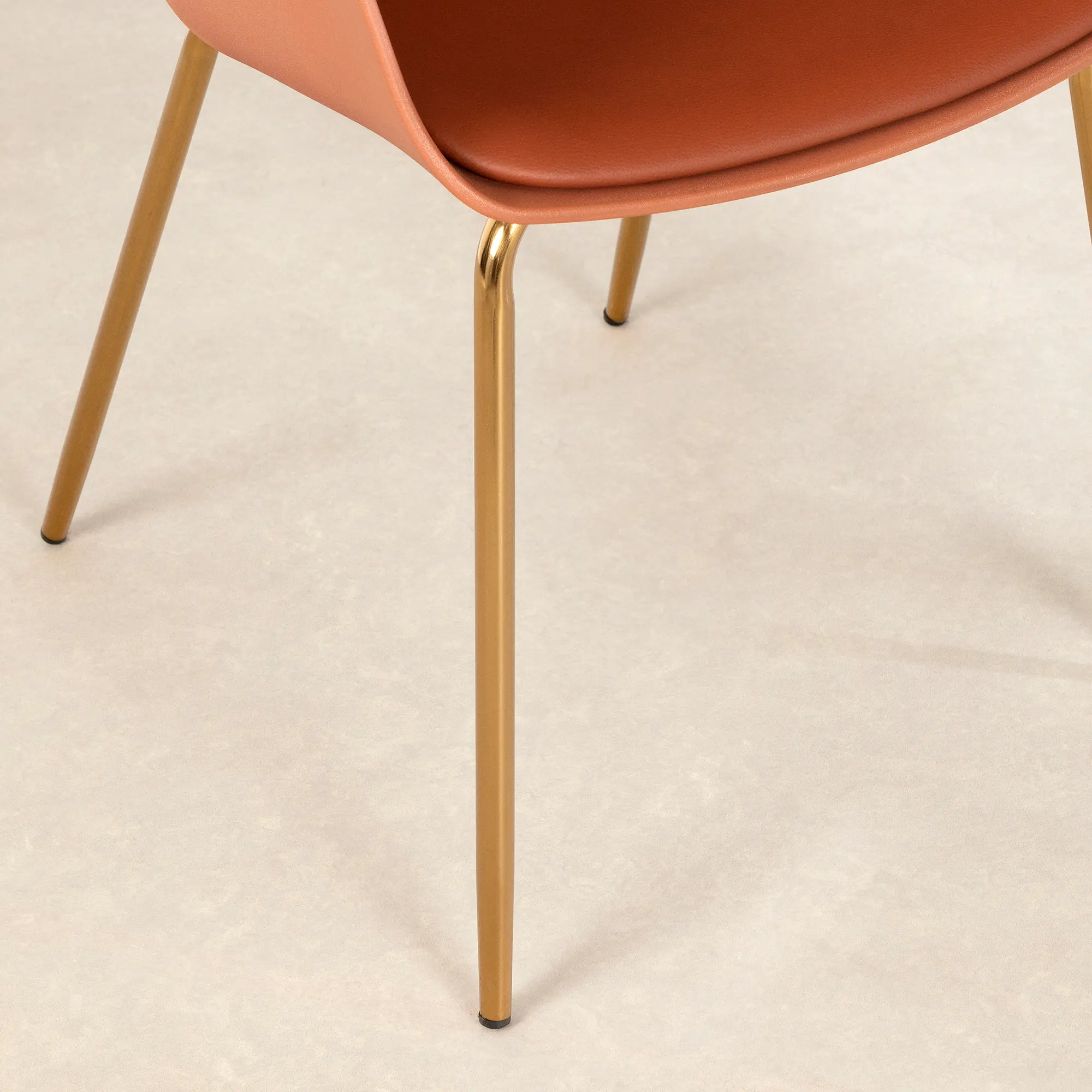 Flam Orange Chair with Gold Metal Legs