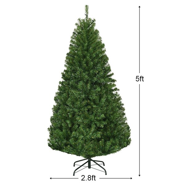 Costway PreLit Artificial Christmas Tree 5Ft Hinged 150 LED Lights