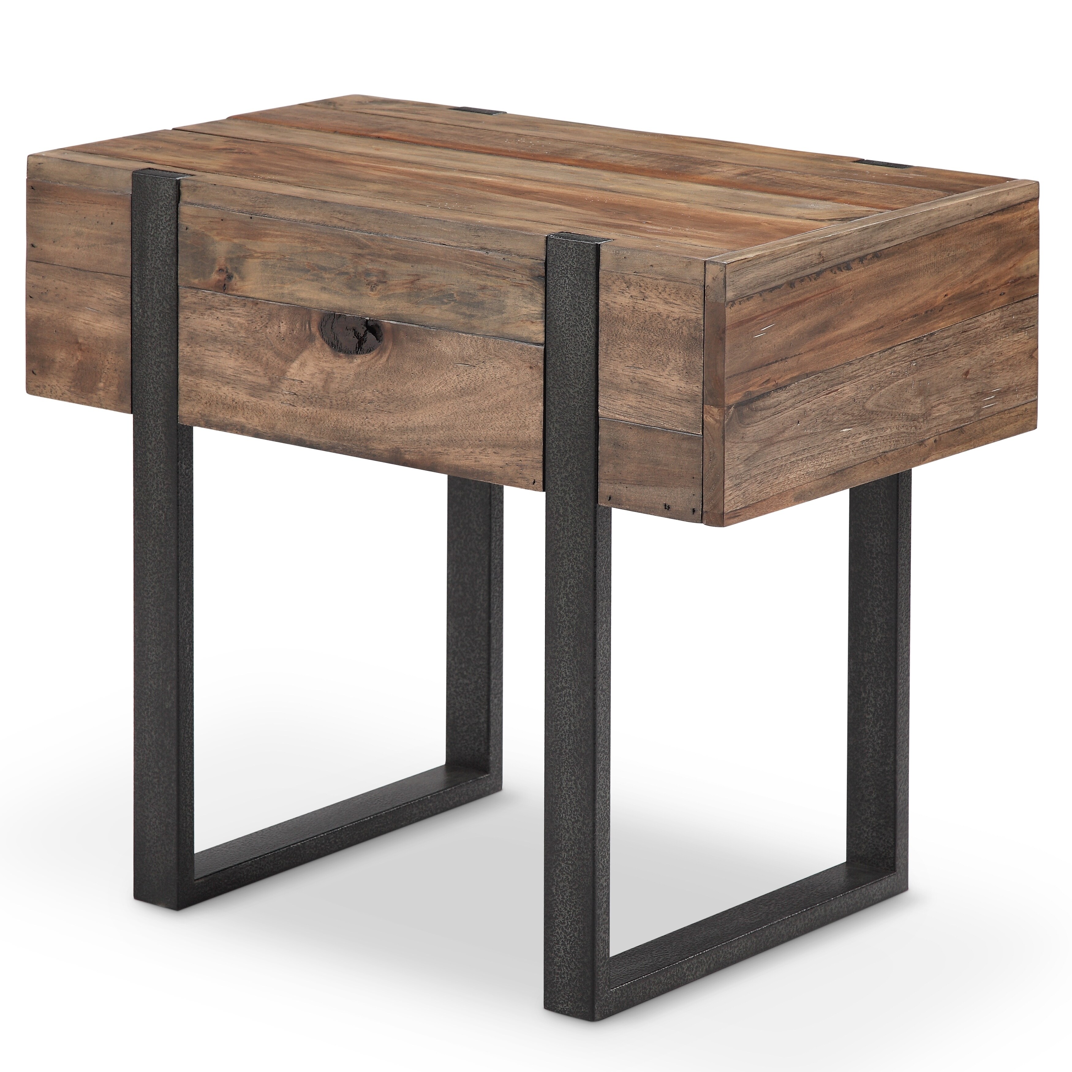 Prescott Modern Reclaimed Wood in Rustic Honey Chairside End Table