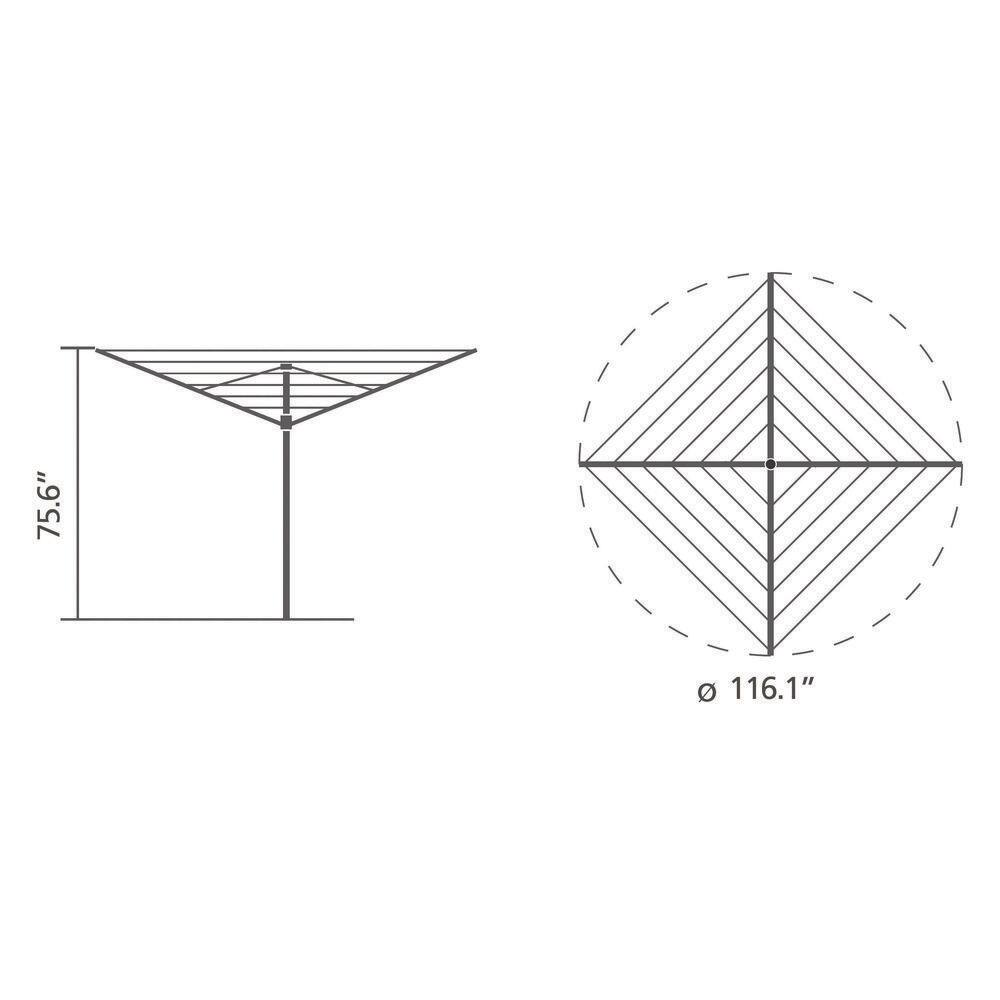 Brabantia Topspinner 164 ft. Retractable Outdoor Clothesline + Ground Spike - Anthracite 290343