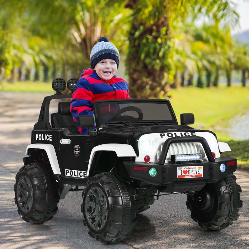 12V Kids Ride On Truck Battery Powered Riding Toy Car Jeep with Spring Suspension & Trunk