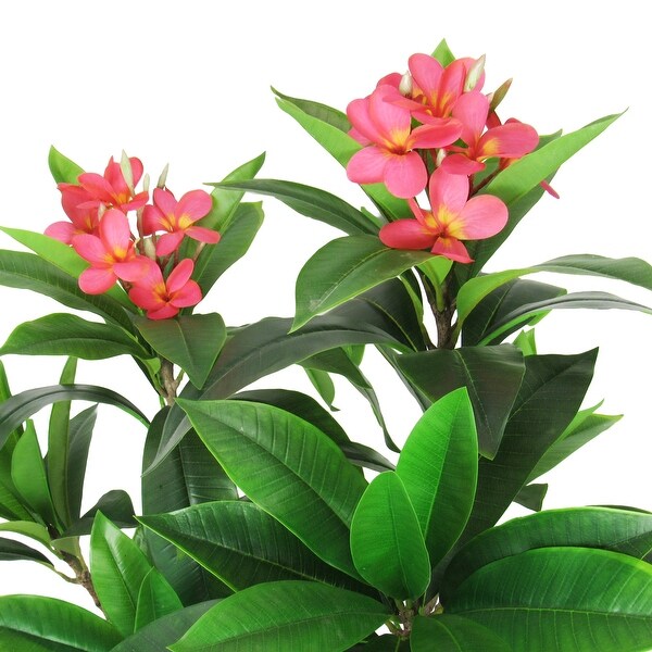 4ft Fuchsia Artificial Plumeria Flower Tree Tropical Plant in Black Pot