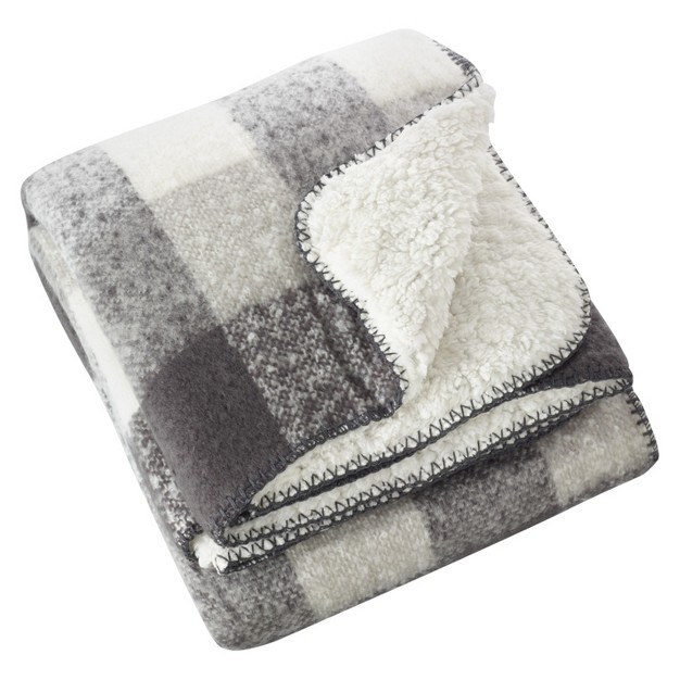 Faux Mohair Design Faux Shearling Throw Blanket Gray Saro Lifestyle