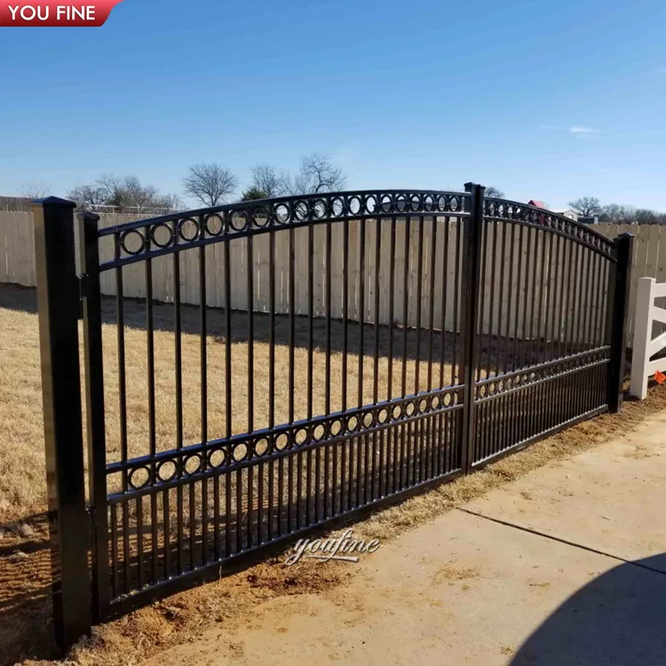 Outdoor Garden Wrought Iron Fence with Flower Main Gate