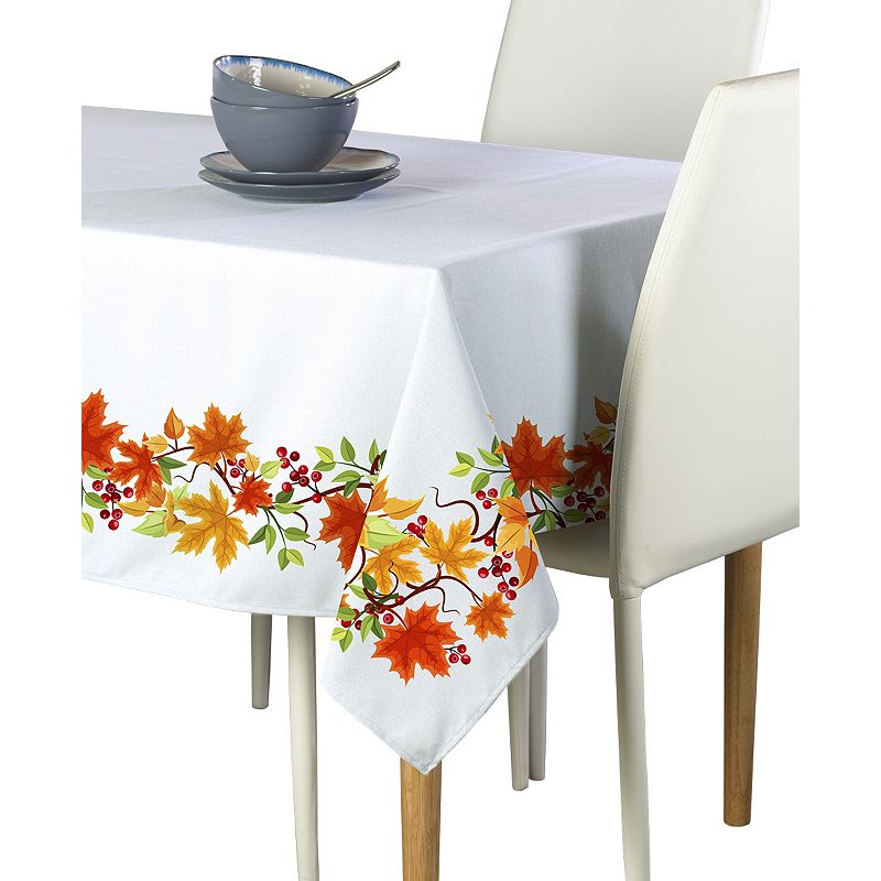 Square Tablecloth， 100% Polyester， 70x70， Autumn Leaves Border