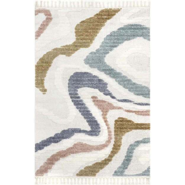 Nuloom Abstract Striped Kids Tassel Area Rug