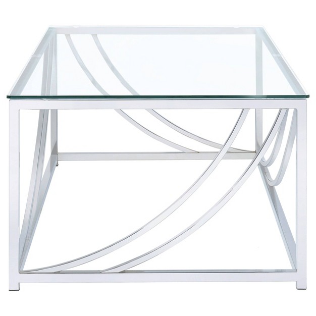 Lille Rectangular Coffee Table With Glass Top Chrome Coaster