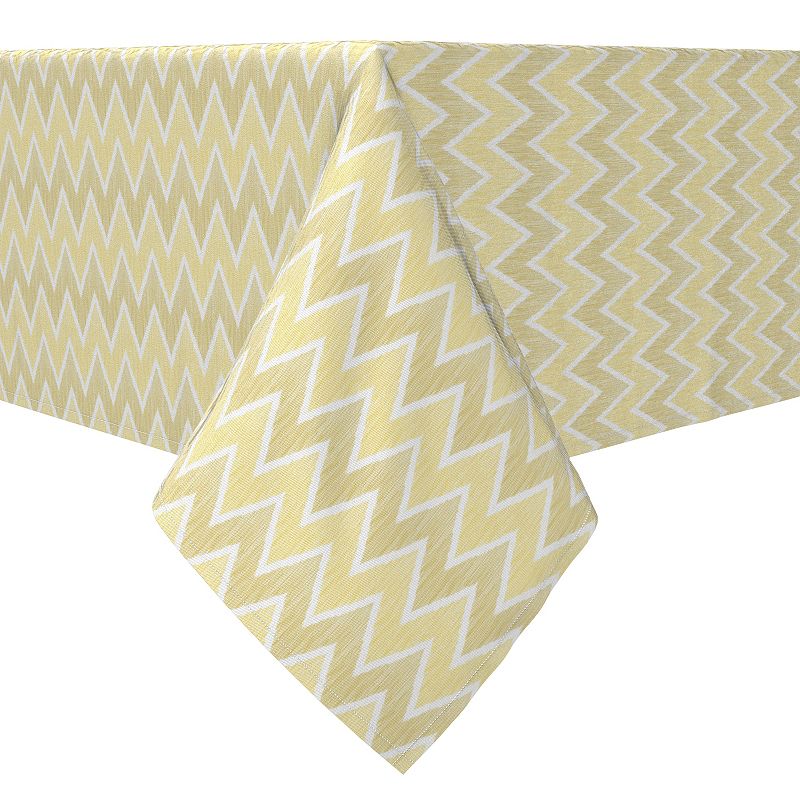 Square Tablecloth， 100% Cotton， 60x60， Yellow Ikat Chevron