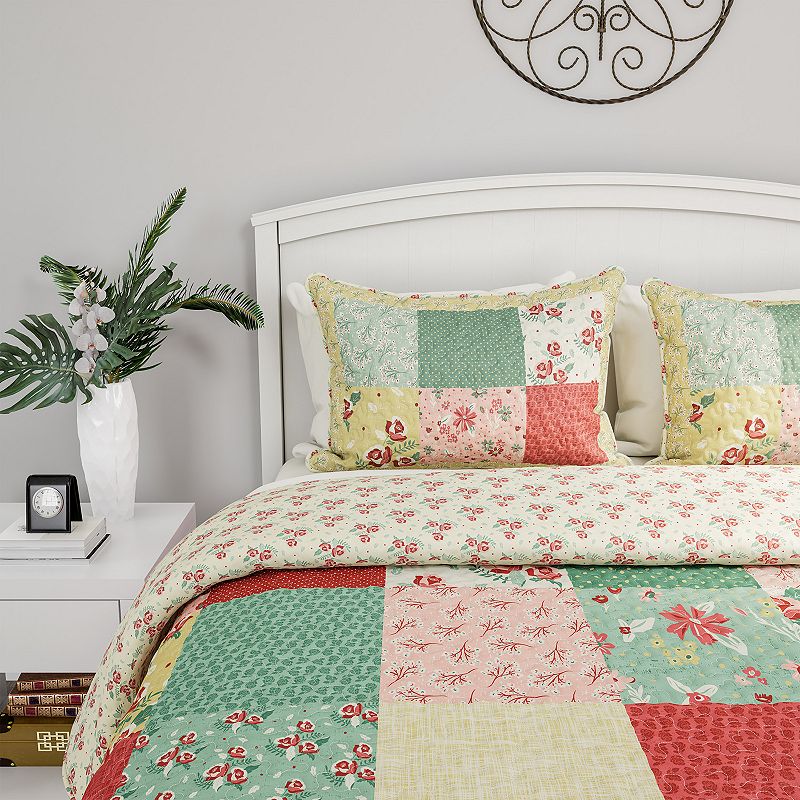 Portsmouth Home Sweet Dreams Pastel Floral Patchwork Quilt Set