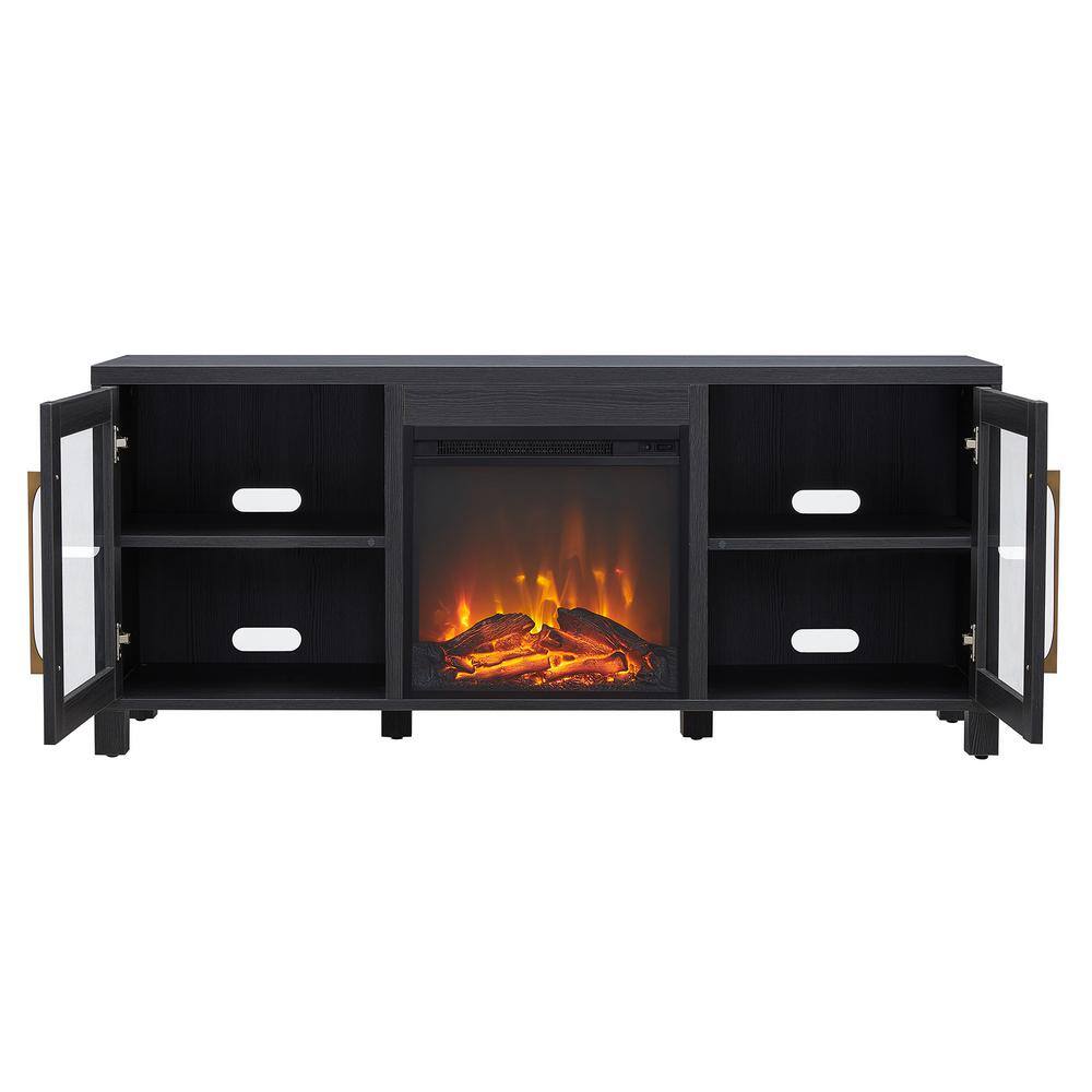 MeyerCross Quincy 58 in. Charcoal Gray TV Stand Fits TV's up to 65 in. with Log Fireplace Insert TV1131