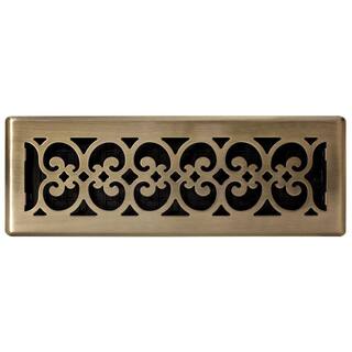 Decor Grates 4 in. x 14 in. Steel Floor Register in Antique Brass SPH414-A