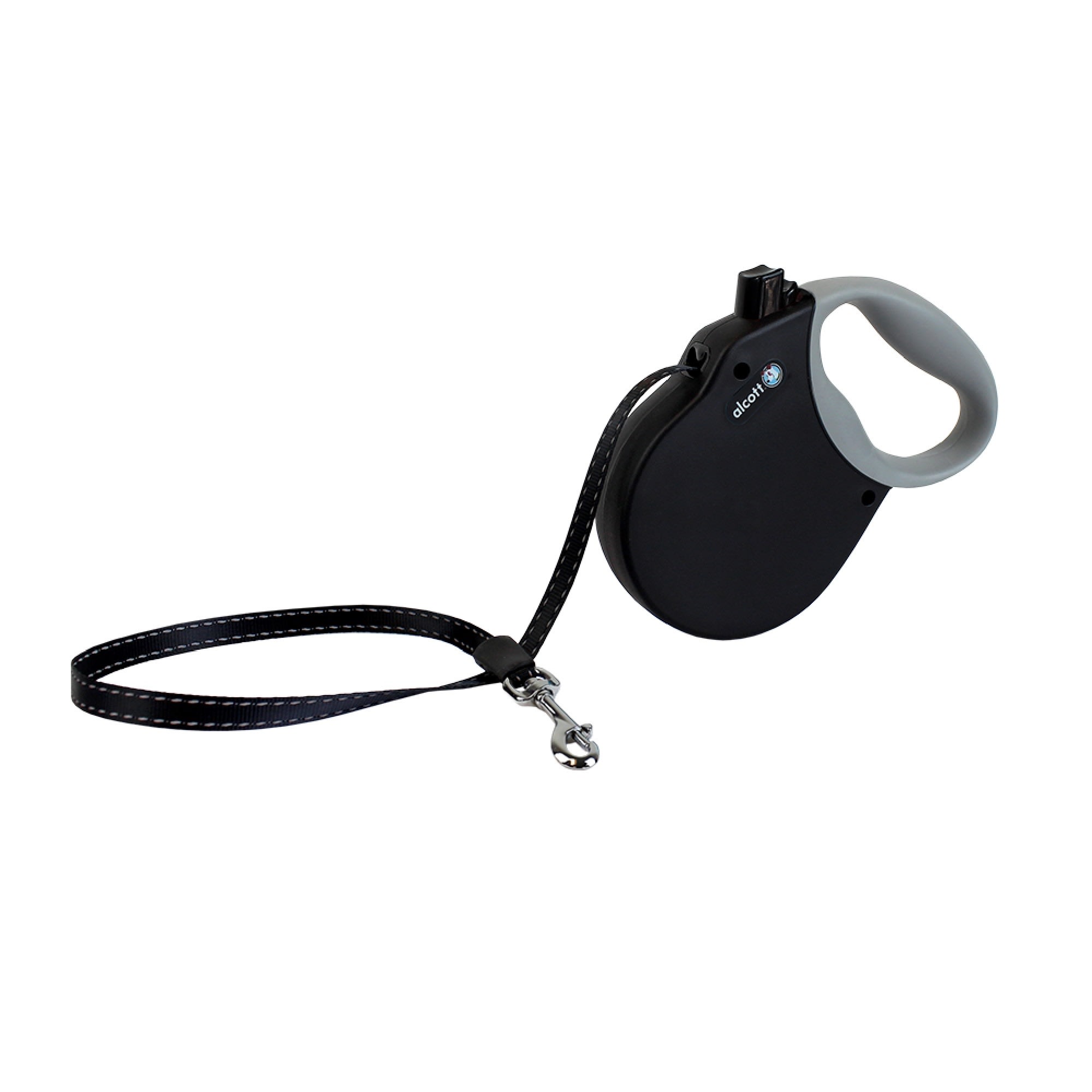 alcott Black Adventure Retractable Dog Leash for Dogs Up To 45 lbs.， 16 ft.