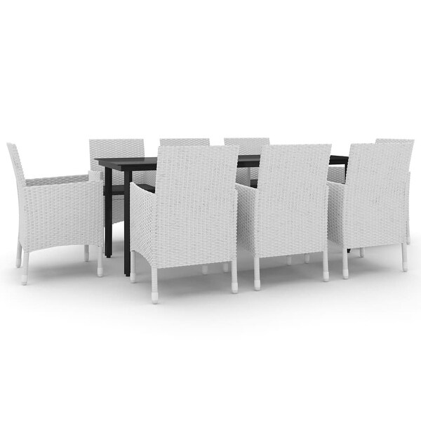 vidaXL Patio Dining Set Outdoor Table and Chair Set Poly Rattan and Glass