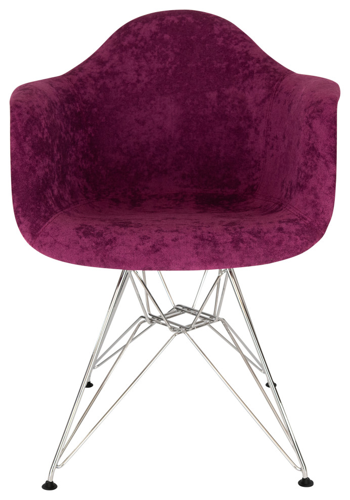 Willow Velvet Accent Armchair Chrome Eiffel Base   Midcentury   Dining Chairs   by LeisureMod  Houzz