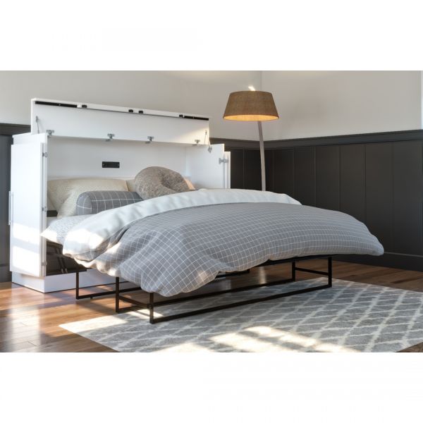 Bestar Nebula Queen Cabinet Bed with Mattress in White