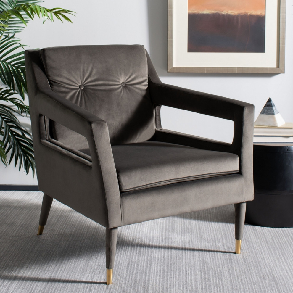 Sari Tufted Arm Chair Shale   Midcentury   Armchairs And Accent Chairs   by V.S.D Furniture  Houzz