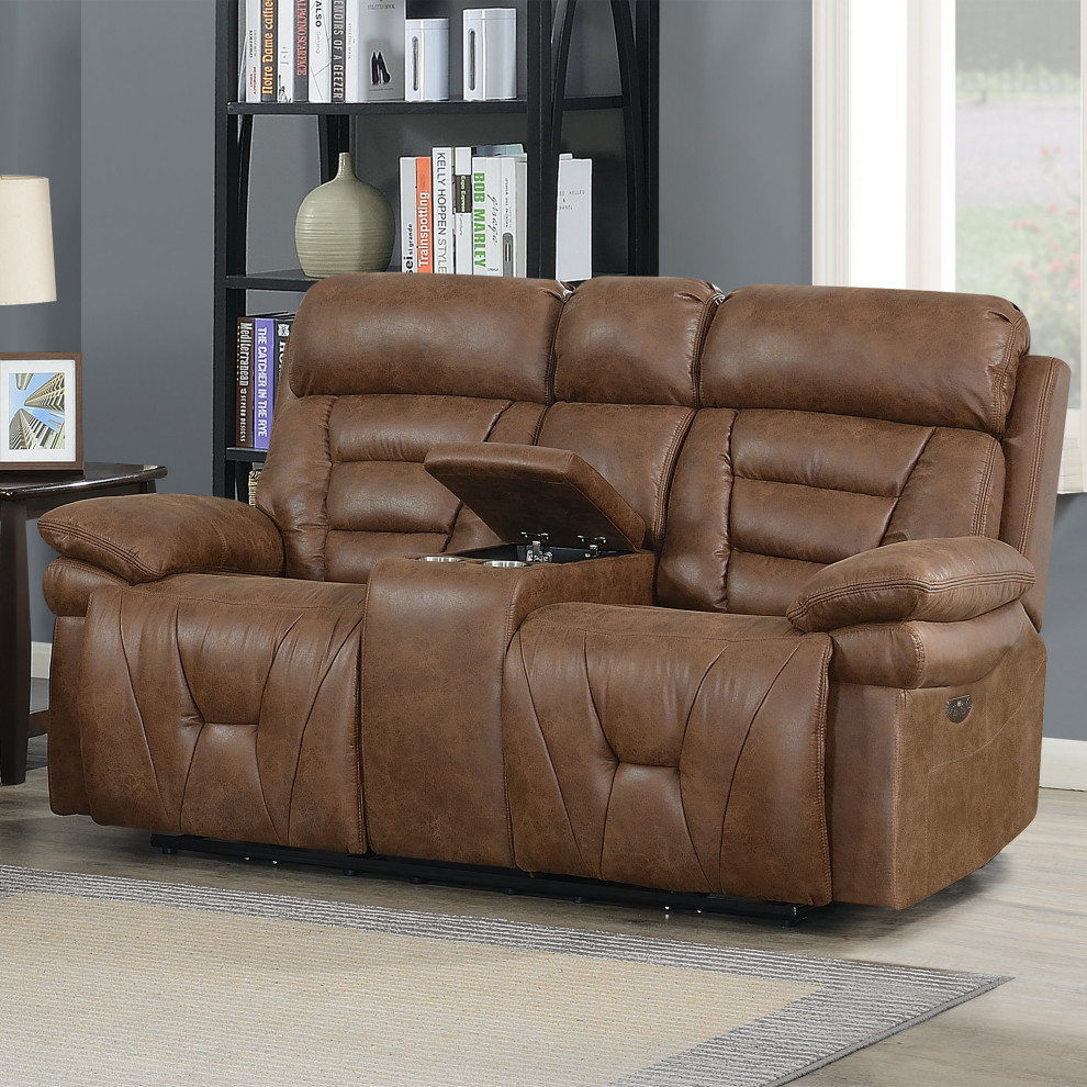 Brock Power Recliner Console Loveseat   Contemporary   Loveseats   by Steve Silver  Houzz