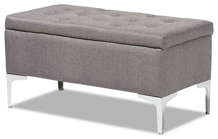 Mabel Modern and Contemporary Transitional Grey Fabric Upholstered and...   Midcentury   Footstools And Ottomans   by Fratantoni Lifestyles  Houzz