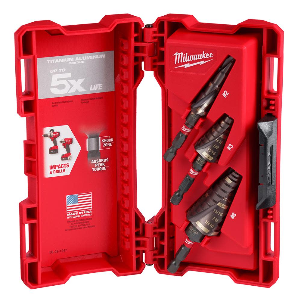 Milwaukee SHOCKWAVE Impact Duty Step Bit Mechanical Set (#2 #3 #8) 48-89-9256 from Milwaukee