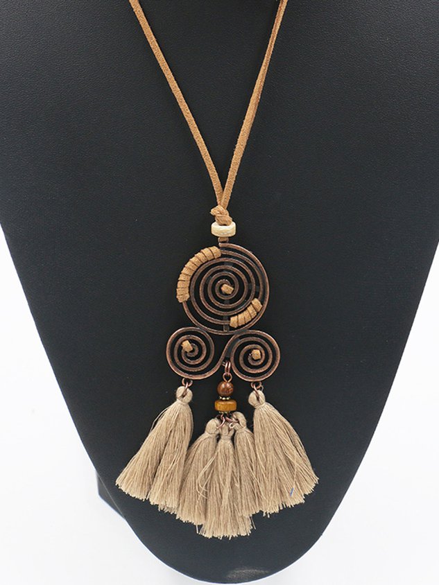 Boho Style Vintage Long Sweater Chain Fringe Necklace