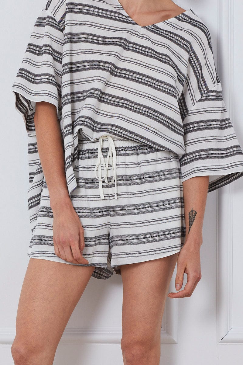 Stripe High Rise Shorts