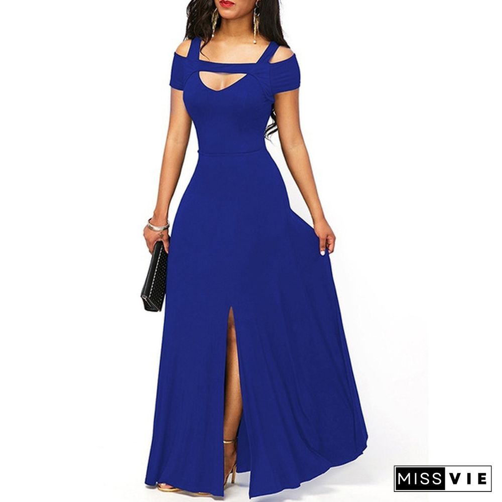 Womens Cold Shoulder V Neck Bodycon Prom Evening Club Maxi Long Dresses Party Dress