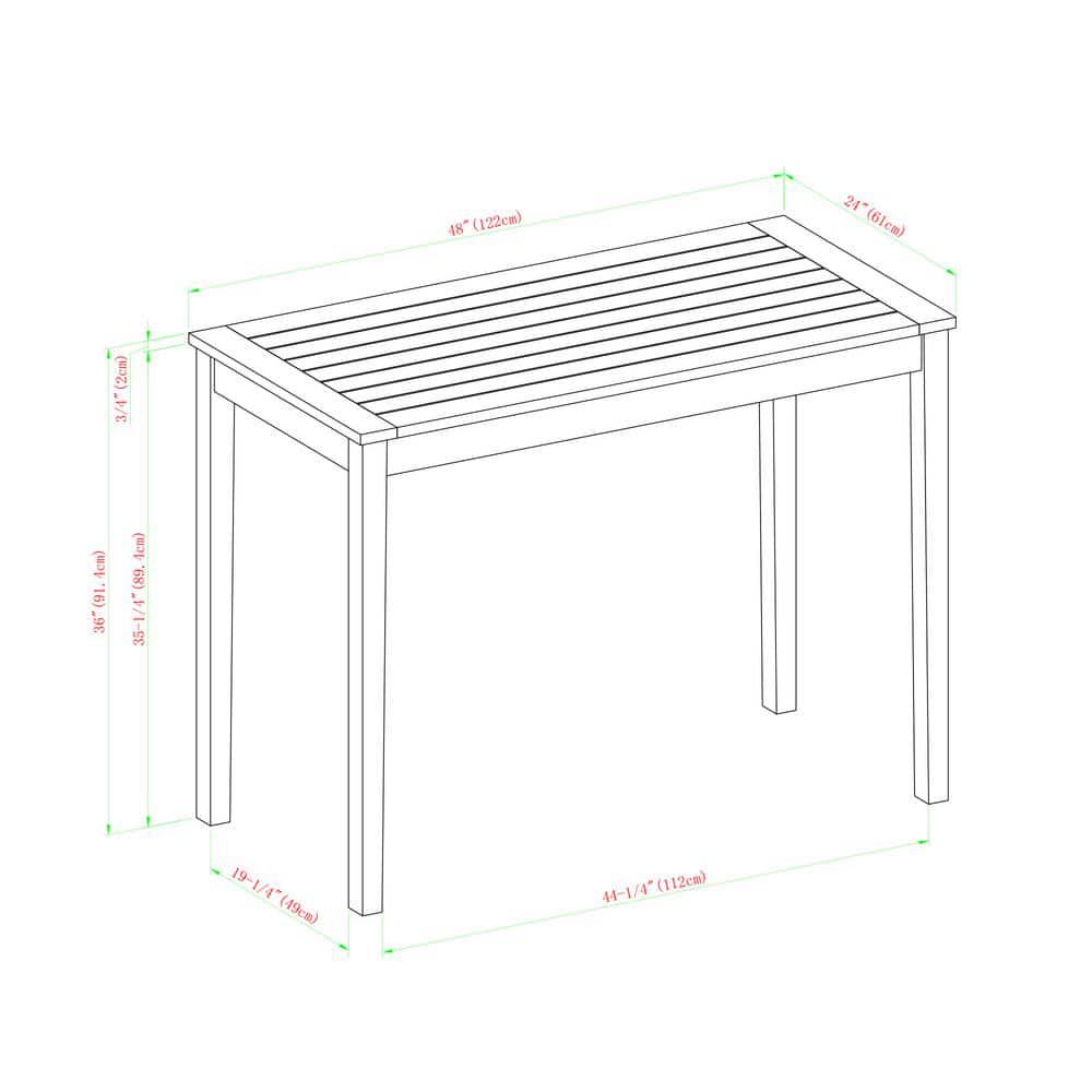 Welwick Designs Brown Rectangle Acacia Wood Counter Height Outdoor Patio Dining Table