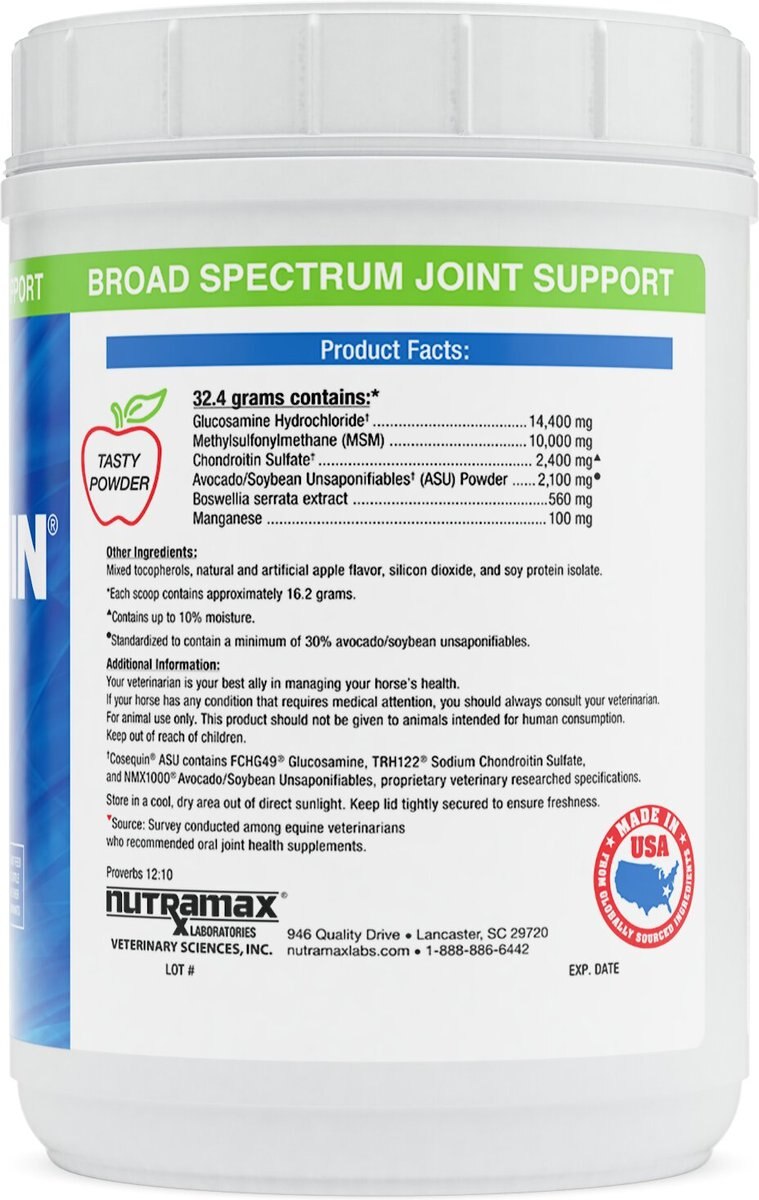 Nutramax Cosequin ASU Powder Joint Health Supplement for Horses