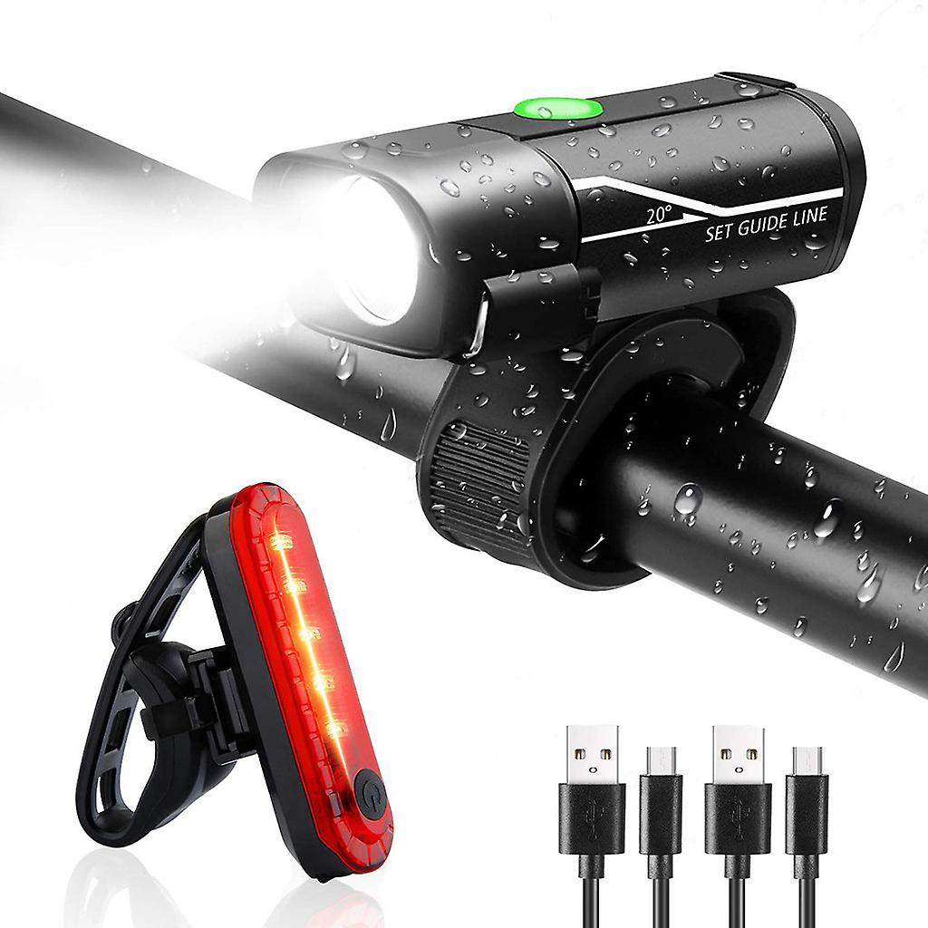 Usb Rechargeable Waterproof Bicycle Headlight， Suitable For Night Riding Mountain Bike - Headlight + 056 Tail Light (single Pack)