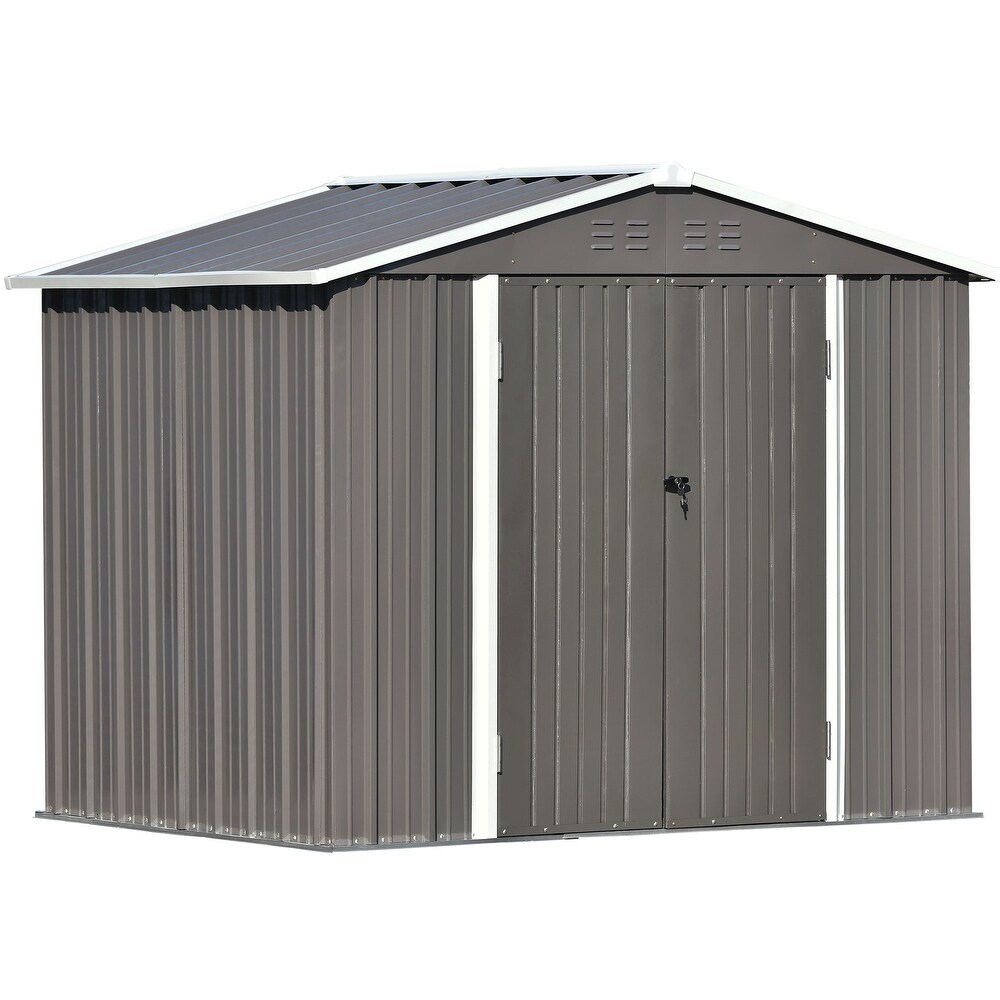 Metal Storage Shed with Adjustable Shelf and Lockable Doors Tool Cabinet with Vents