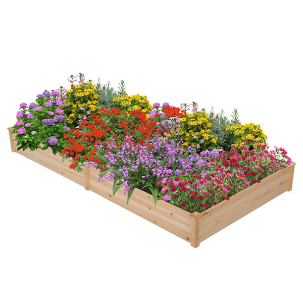 Yaheetech Wooden Raised Garden Bed Simple Planter Patio Yard Greenhouse Dividable Separate Parts for Vegetable Flower Planting Outdoor Indoor