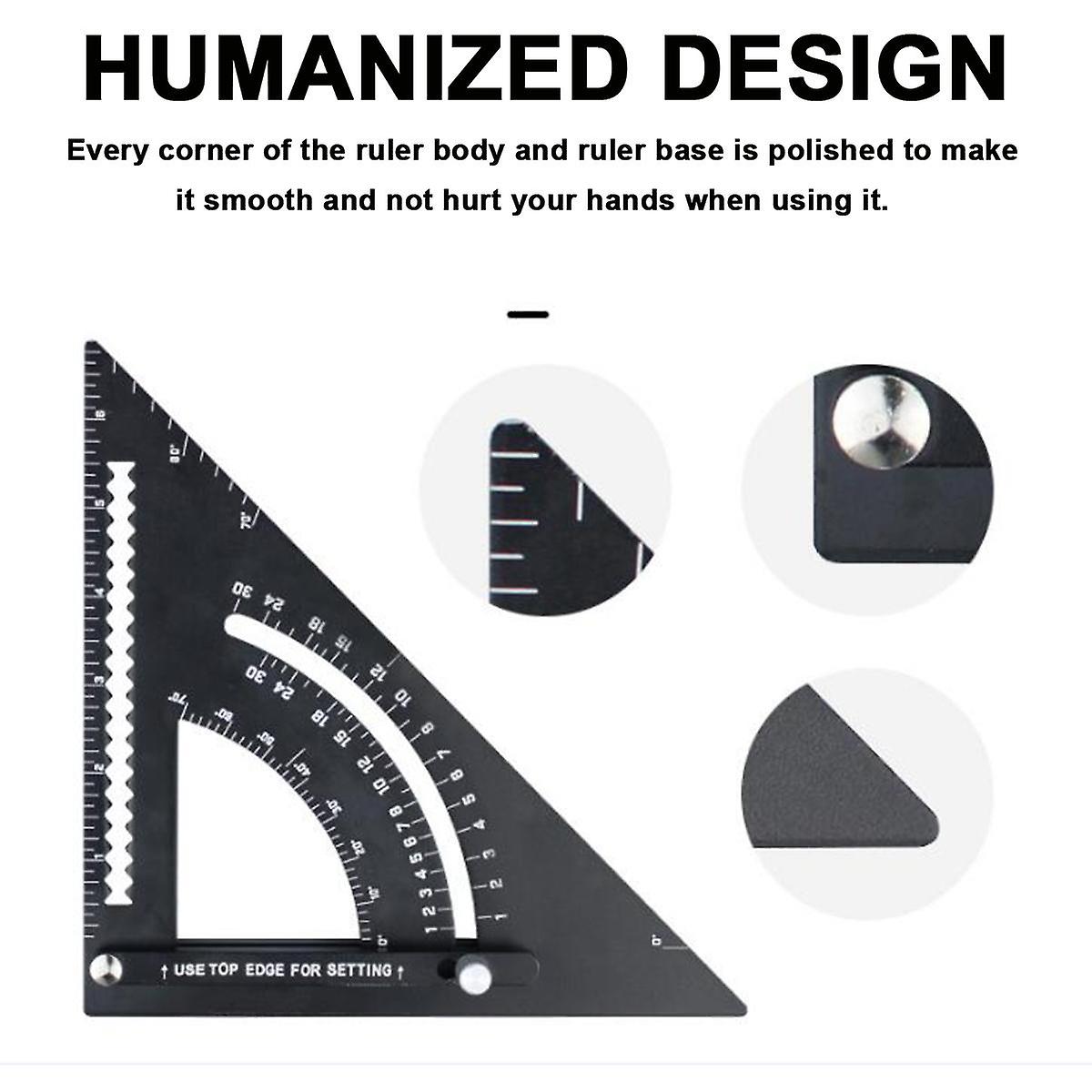 Woodworking Angle Ruler Aluminum Alloy Triangular Measuring Ruler Woodwork Square Triangle Angle Protractor Measuring