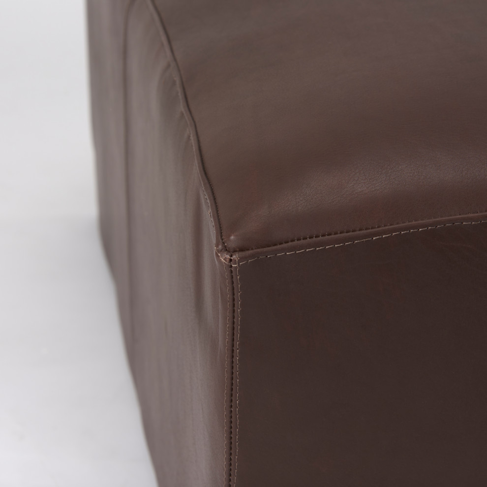 Minara 36Lx36Wx16H Square Dark Brown Leather Wrapped Ottoman   Contemporary   Footstools And Ottomans   by Mercana  Houzz