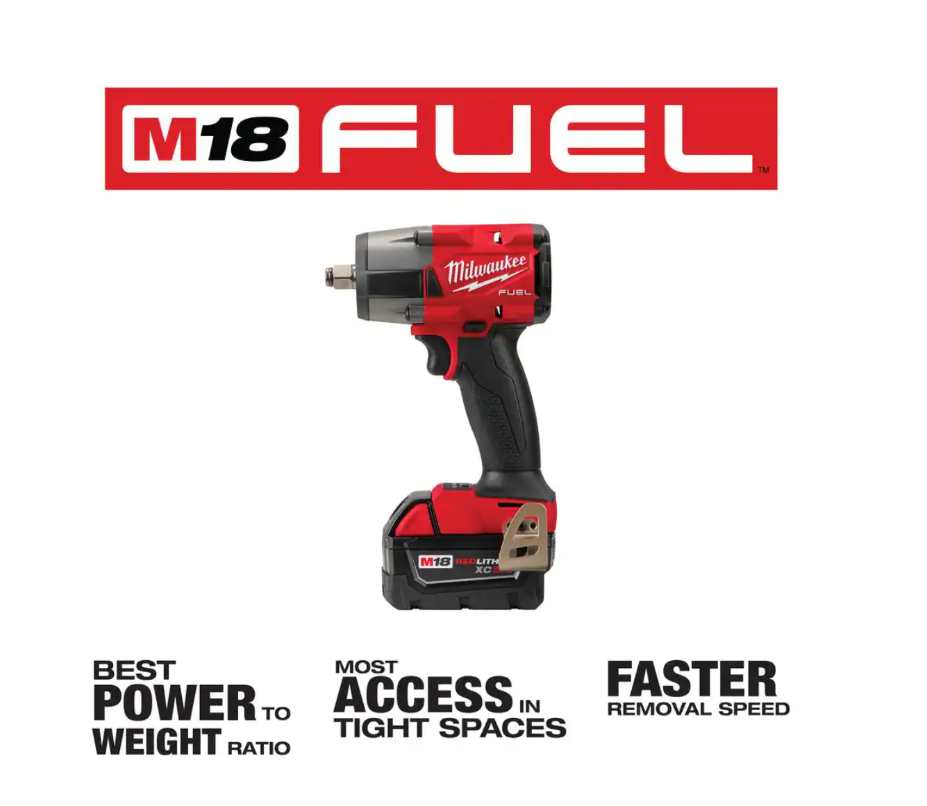 Milwaukee 2962-22 M18 FUEL GEN-2 18V Lithium-Ion Brushless Cordless Mid Torque 1/2 in. Impact Wrench with Friction Ring Kit