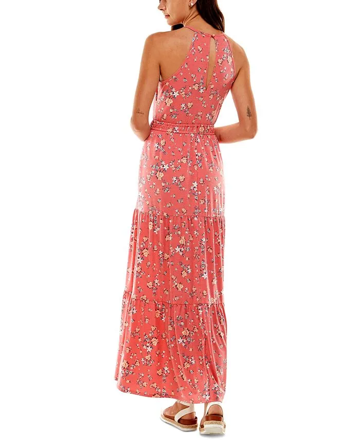 Juniors' Printed Halter Maxi Dress