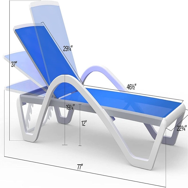 Adjustable Aluminum Pool Lounge Chairs with Arm  Weather Pool Chairs for Outside  In Pool  Lawn(1 Lounge Chair)