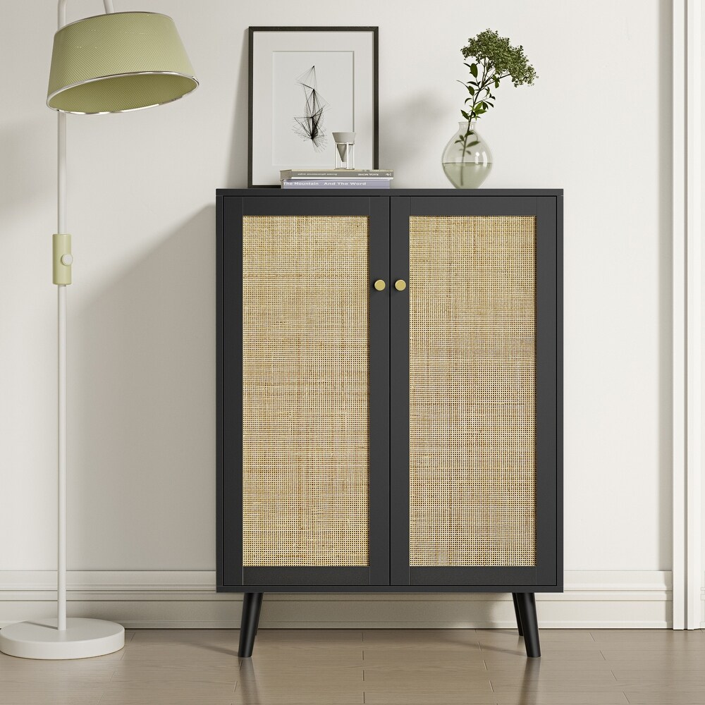 Anmytek Black Rattan Cabinet  44\